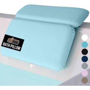 GORILLA GRIP Mesh Bath Pillow for Tub, Strong Suction Cups, Headrest with FlexComfort Technology, Neck, Head Back Support, Luxury Machine Wash Bathtub, Valentines Gifts for Her, Wife, Girlfriend White(Spa Blue)