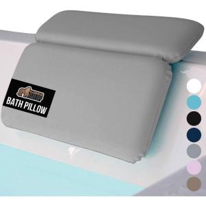 GORILLA GRIP Mesh Bath Pillow for Tub, Strong Suction Cups, Headrest with FlexComfort Technology, Neck, Head Back Support, Luxury Machine Wash Bathtub, Valentines Gifts for Her, Wife, Girlfriend White(Gray)