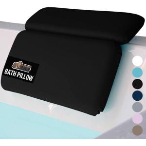 GORILLA GRIP Mesh Bath Pillow for Tub, Strong Suction Cups, Headrest with FlexComfort Technology, Neck, Head Back Support, Luxury Machine Wash Bathtub, Valentines Gifts for Her, Wife, Girlfriend White(Black)