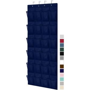 GORILLA GRIP Over The Door Organizer Storage, 5 Deep Hanging Shelves, Holds 50lbs, Closet Organizers Shelf for Bedroom, Bathroom, Nursery, Dorm Essentials, 3 Metal Hooks, 58×15 Inches, Grey(Navy)