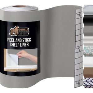 GORILLA GRIP Peel and Stick Paper, Removable Cover for Books, Shelves, Countertops, Drawers, Cabinets and Crafts, Easy Install Kitchen Decor, Shelf, Cabinet Liners, 11.8 in x 10 FT Bright White(Gray)