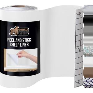 GORILLA GRIP Peel and Stick Paper, Removable Cover for Books, Shelves, Countertops, Drawers, Cabinets and Crafts, Easy Install Kitchen Decor, Shelf, Cabinet Liners, 11.8 in x 10 FT Bright White(Bright White)