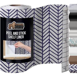GORILLA GRIP Peel and Stick Paper, Removable Cover for Books, Shelves, Countertops, Drawers, Cabinets and Crafts, Easy Install Kitchen Decor, Shelf, Cabinet Liners, 11.8 in x 10 FT Bright White(Blue/White)