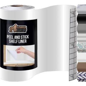 GORILLA GRIP Peel and Stick Paper, Removable Cover for Books, Shelves, Countertops, Drawers, Cabinets and Crafts, Easy Install Kitchen Decor, Shelf, Cabinet Liners, 11.8 in x 10 FT Bright White(Clear Matte)