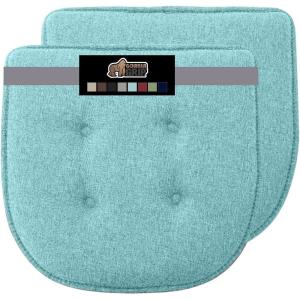 GORILLA GRIP Slip Resistant Chair Cushions, No Ties Required, Memory Foam Pads for Dining Room, Kitchen Table, Office, Rocking Chairs, Plush Seat Cover Cushion Pad, Home Decor, Set of 4, 16×16, Grey(Tufted Turquoise)