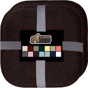 GORILLA GRIP Slip Resistant Chair Cushions, No Ties Required, Memory Foam Pads for Dining Room, Kitchen Table, Office, Rocking Chairs, Plush Seat Cover Cushion Pad, Home Decor, Set of 4, 16×16, Grey(Brown)