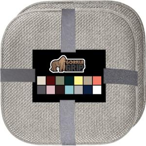GORILLA GRIP Slip Resistant Chair Cushions, No Ties Required, Memory Foam Pads for Dining Room, Kitchen Table, Office, Rocking Chairs, Plush Seat Cover Cushion Pad, Home Decor, Set of 4, 16×16, Grey(Light Gray)
