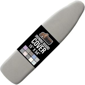 GORILLA GRIP The Original Ironing Board Cover and Pad, Silicone Coating, Thick Scorch Resistant Padding, Heavy Duty Iron Covers Standard Boards, Hook and Loop Fastener Strap, Silver, 15×54(Gray Silver)