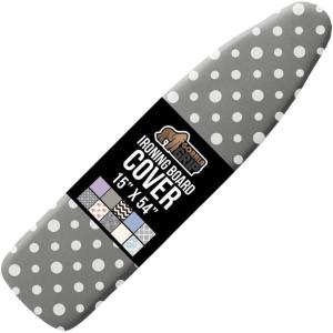 GORILLA GRIP The Original Ironing Board Cover and Pad, Silicone Coating, Thick Scorch Resistant Padding, Heavy Duty Iron Covers Standard Boards, Hook and Loop Fastener Strap, Silver, 15×54(Dots)