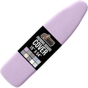 GORILLA GRIP The Original Ironing Board Cover and Pad, Silicone Coating, Thick Scorch Resistant Padding, Heavy Duty Iron Covers Standard Boards, Hook and Loop Fastener Strap, Silver, 15×54(Light Purple)