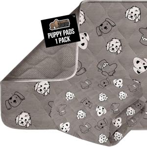 GORILLA GRIP Washable Puppy Pads, 40×26, Slip Resistant Dog Crate Mat, Waterproof Cloth Pee Pad for Training Puppies in Playpen, Reusable Pet Incontinence Blanket, Protects Sofa, Furniture, Floors(Dog Faces)