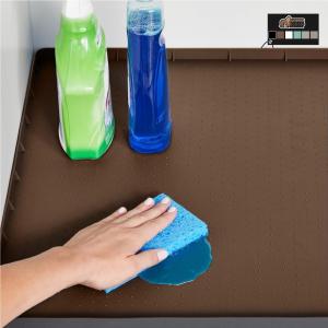 GORILLA GRIP Waterproof Silicone Under Sink Mat with Raised Lip for Kitchen and Bathroom, Cabinet Shelf Liner Stay in Place Mats Dishwasher Safe Drawer Liner, Organizer Tray, 19 x 22 in, Gray(Coffee)