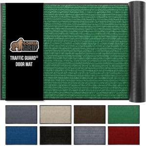 GORILLA GRIP Waterproof Traffic Guard Door Mat, 72×48, Heavy Duty Entryway Mats, Strong Backing Commercial Utility Rugs for Office Hallway, Garage Floor and Home, Low Profile Carpet, Charcoal Gray(Green)