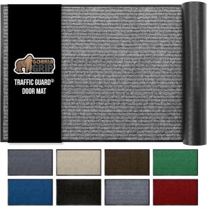 GORILLA GRIP Waterproof Traffic Guard Door Mat, 72×48, Heavy Duty Entryway Mats, Strong Backing Commercial Utility Rugs for Office Hallway, Garage Floor and Home, Low Profile Carpet, Charcoal Gray(Grey)
