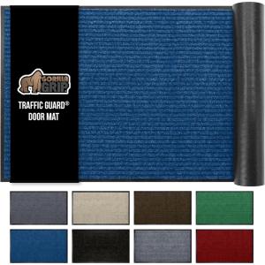 GORILLA GRIP Waterproof Traffic Guard Door Mat, 72×48, Heavy Duty Entryway Mats, Strong Backing Commercial Utility Rugs for Office Hallway, Garage Floor and Home, Low Profile Carpet, Charcoal Gray(Blue)