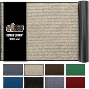 GORILLA GRIP Waterproof Traffic Guard Door Mat, 72×48, Heavy Duty Entryway Mats, Strong Backing Commercial Utility Rugs for Office Hallway, Garage Floor and Home, Low Profile Carpet, Charcoal Gray(Beige)