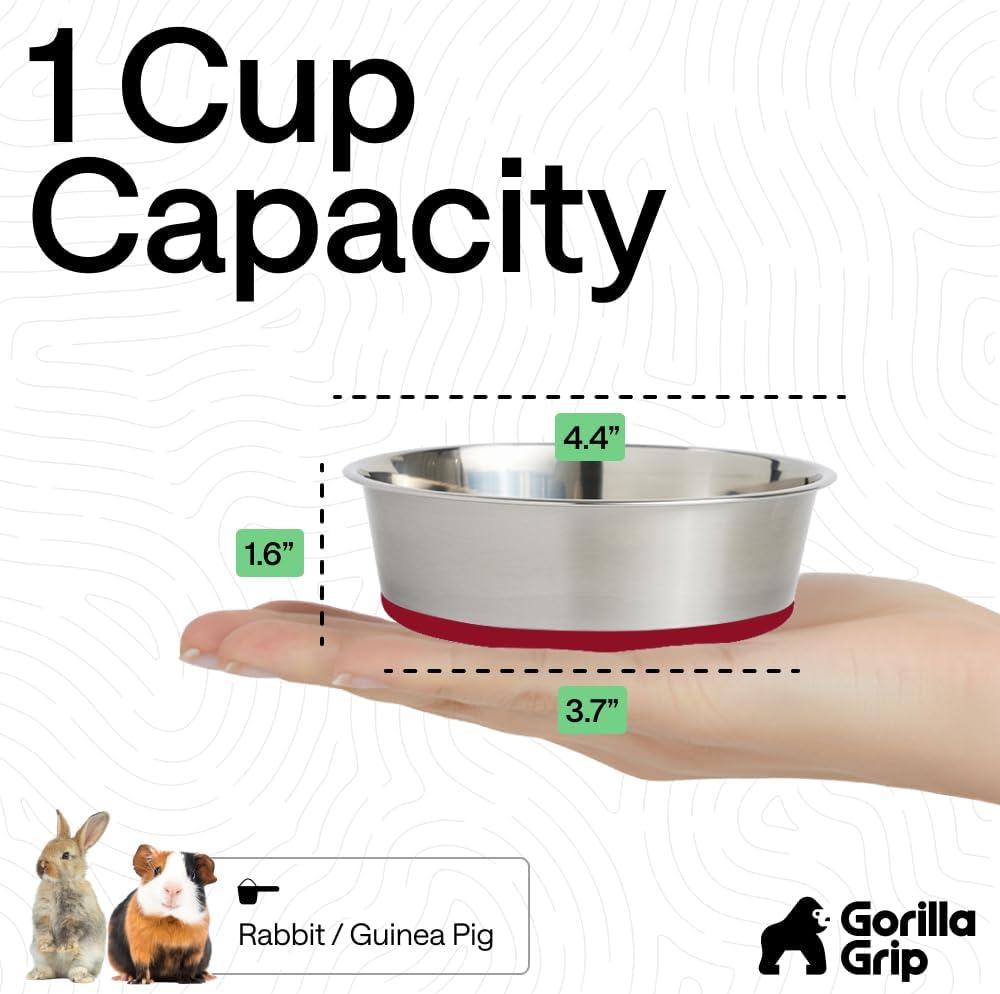 imageGORILLA GRIP Dog Bowls Holds 2 Cups Each 16 fl oz Heavy Duty Stainless Steel Food and Water Bowl for Feeding Dogs and Cats Dishwasher Safe Rust Resistant BPA Free Rubber Base Set of 2 BlackRed