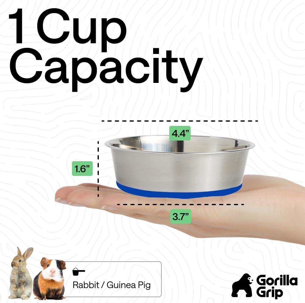 imageGORILLA GRIP Dog Bowls Holds 2 Cups Each 16 fl oz Heavy Duty Stainless Steel Food and Water Bowl for Feeding Dogs and Cats Dishwasher Safe Rust Resistant BPA Free Rubber Base Set of 2 BlackRoyal Blue