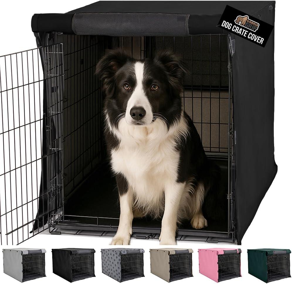 imageGORILLA GRIP Dog Crate Covers Compatible with Amazon Basics Dog Crates All Sides Open Privacy Cover Fits 36 Wire Kennel Breathable Mesh Windows Light Reducing Puppy Training Cage Topper BlackBlack