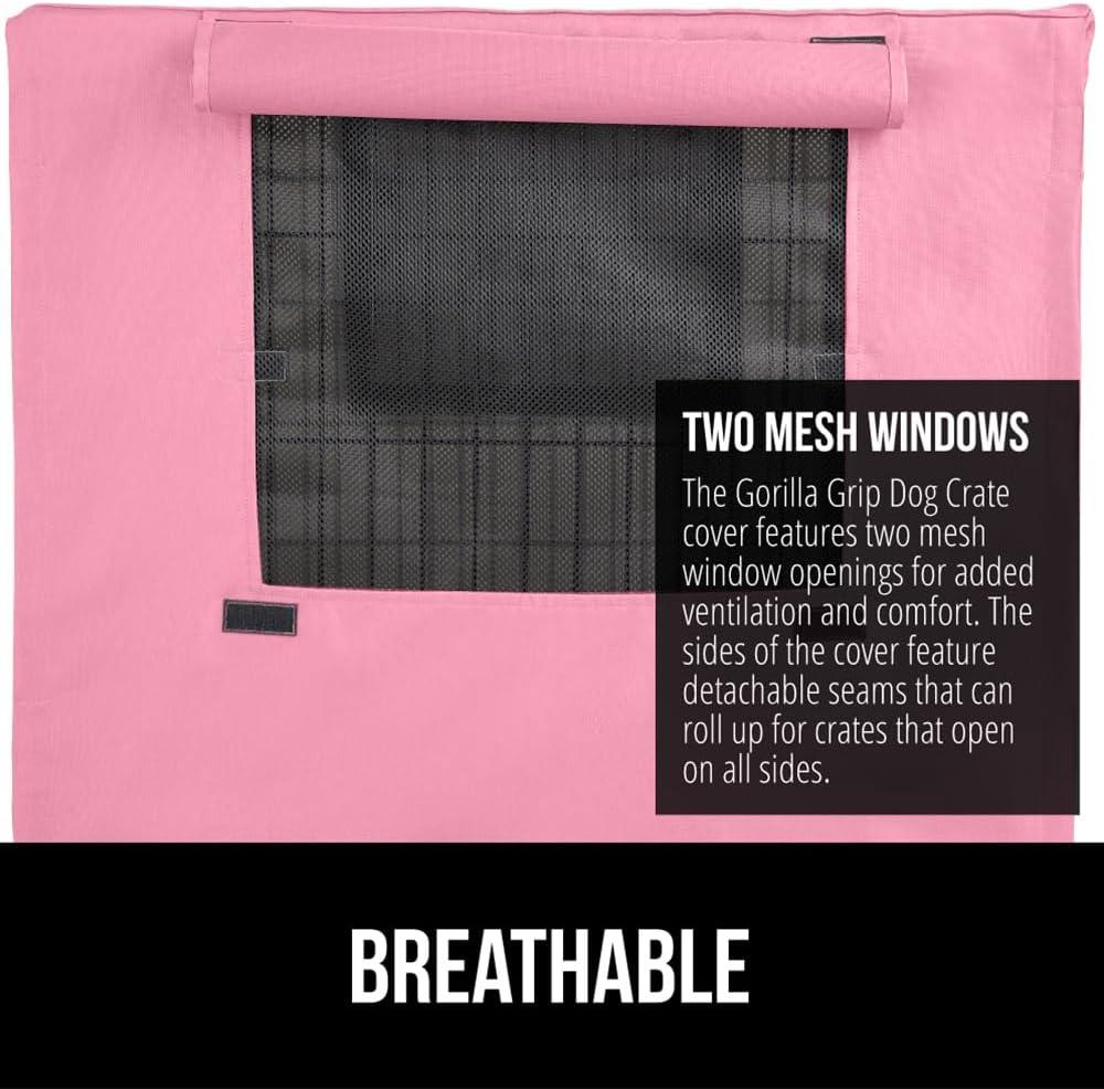 imageGORILLA GRIP Dog Crate Covers Compatible with Amazon Basics Dog Crates All Sides Open Privacy Cover Fits 36 Wire Kennel Breathable Mesh Windows Light Reducing Puppy Training Cage Topper BlackPink