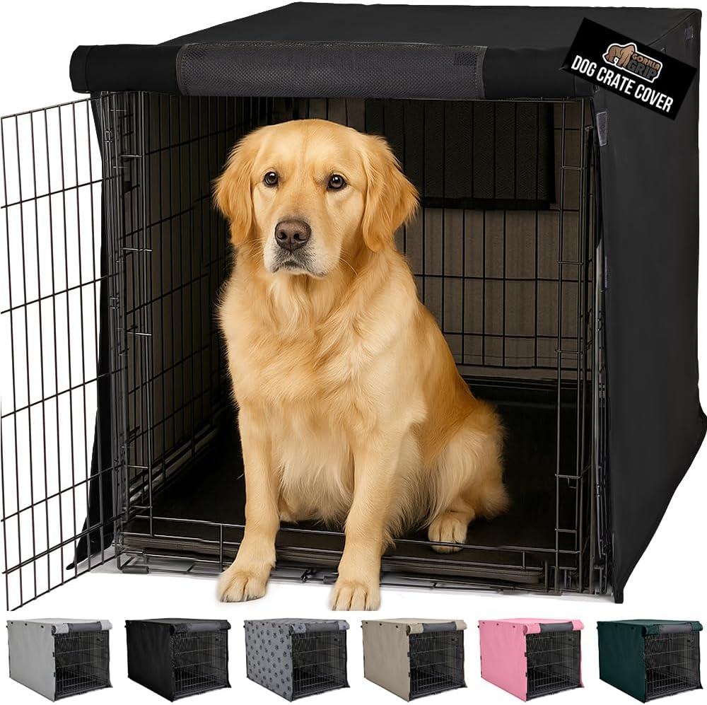 imageGORILLA GRIP Dog Crate Covers Compatible with Amazon Basics Dog Crates All Sides Open Privacy Cover Fits 36 Wire Kennel Breathable Mesh Windows Light Reducing Puppy Training Cage Topper BlackBlack