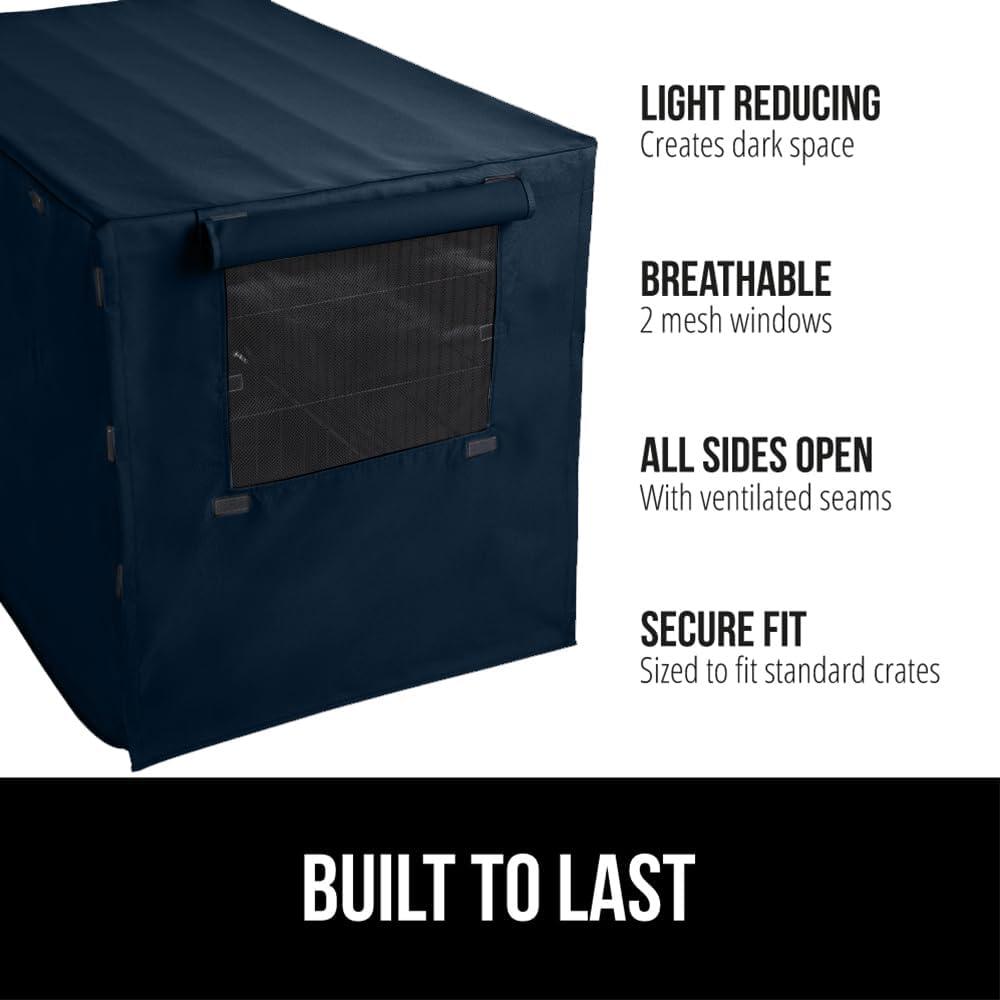 imageGORILLA GRIP Dog Crate Covers Compatible with Amazon Basics Dog Crates All Sides Open Privacy Cover Fits 36 Wire Kennel Breathable Mesh Windows Light Reducing Puppy Training Cage Topper BlackNavy
