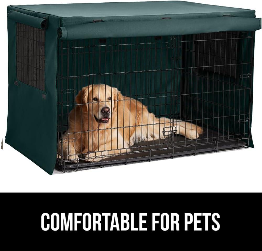 imageGORILLA GRIP Dog Crate Covers Compatible with Amazon Basics Dog Crates All Sides Open Privacy Cover Fits 36 Wire Kennel Breathable Mesh Windows Light Reducing Puppy Training Cage Topper BlackHunter Green