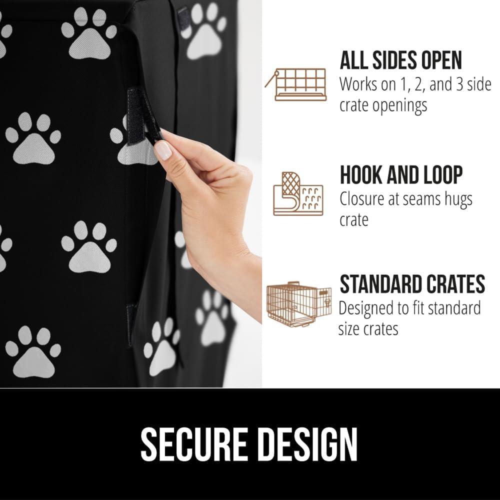 imageGORILLA GRIP Dog Crate Covers Compatible with Amazon Basics Dog Crates All Sides Open Privacy Cover Fits 36 Wire Kennel Breathable Mesh Windows Light Reducing Puppy Training Cage Topper BlackBlack Paw