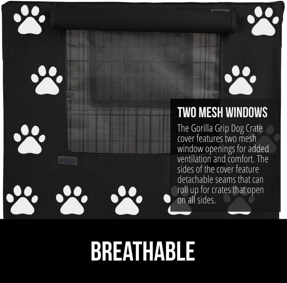 imageGORILLA GRIP Dog Crate Covers Compatible with Amazon Basics Dog Crates All Sides Open Privacy Cover Fits 36 Wire Kennel Breathable Mesh Windows Light Reducing Puppy Training Cage Topper BlackBlack Paw