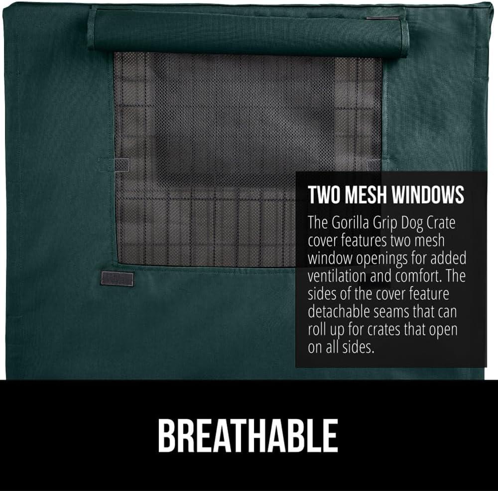 imageGORILLA GRIP Dog Crate Covers Compatible with Amazon Basics Dog Crates All Sides Open Privacy Cover Fits 36 Wire Kennel Breathable Mesh Windows Light Reducing Puppy Training Cage Topper BlackHunter Green
