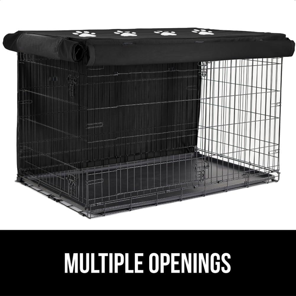 imageGORILLA GRIP Dog Crate Covers Compatible with Amazon Basics Dog Crates All Sides Open Privacy Cover Fits 36 Wire Kennel Breathable Mesh Windows Light Reducing Puppy Training Cage Topper BlackBlack Paw
