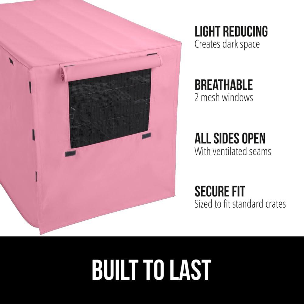 imageGORILLA GRIP Dog Crate Covers Compatible with Amazon Basics Dog Crates All Sides Open Privacy Cover Fits 36 Wire Kennel Breathable Mesh Windows Light Reducing Puppy Training Cage Topper BlackPink