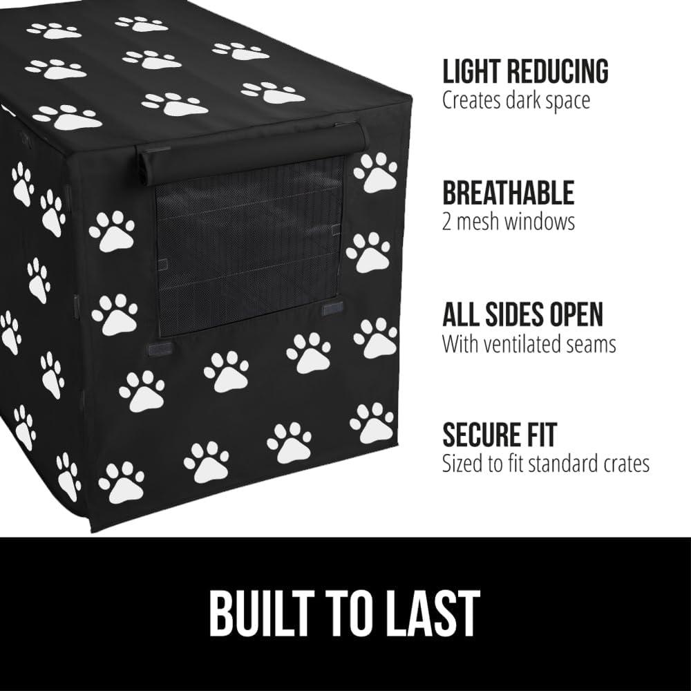 imageGORILLA GRIP Dog Crate Covers Compatible with Amazon Basics Dog Crates All Sides Open Privacy Cover Fits 36 Wire Kennel Breathable Mesh Windows Light Reducing Puppy Training Cage Topper BlackBlack Paw