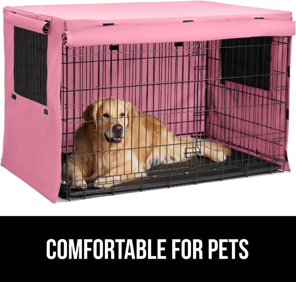 imageGORILLA GRIP Dog Crate Covers Compatible with Amazon Basics Dog Crates All Sides Open Privacy Cover Fits 36 Wire Kennel Breathable Mesh Windows Light Reducing Puppy Training Cage Topper BlackPink