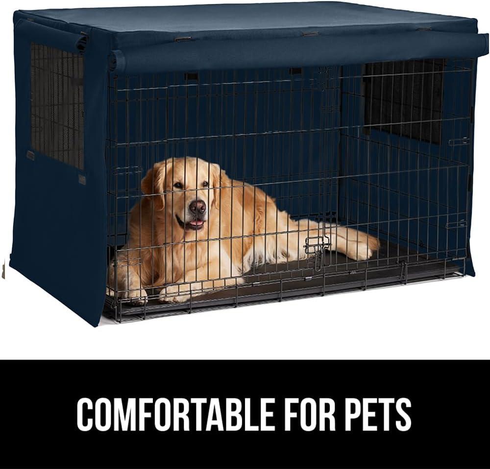 imageGORILLA GRIP Dog Crate Covers Compatible with Amazon Basics Dog Crates All Sides Open Privacy Cover Fits 36 Wire Kennel Breathable Mesh Windows Light Reducing Puppy Training Cage Topper BlackNavy