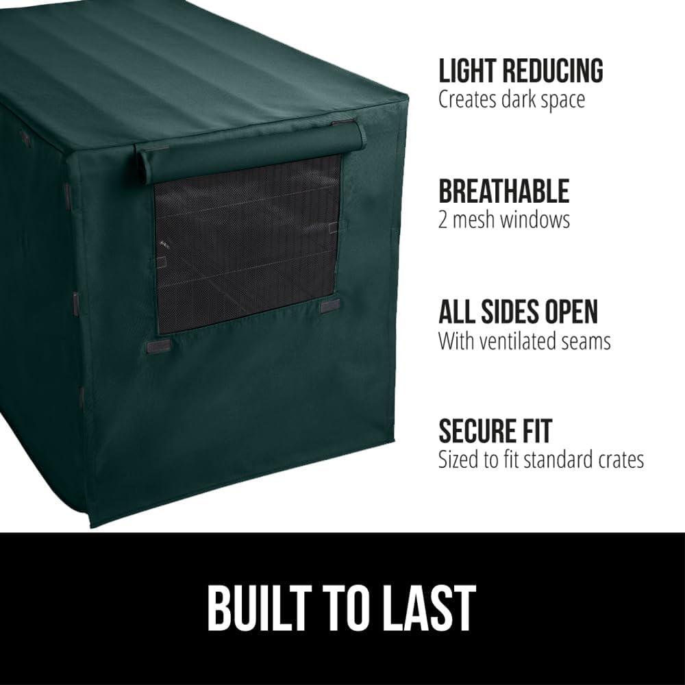 imageGORILLA GRIP Dog Crate Covers Compatible with Amazon Basics Dog Crates All Sides Open Privacy Cover Fits 36 Wire Kennel Breathable Mesh Windows Light Reducing Puppy Training Cage Topper BlackHunter Green