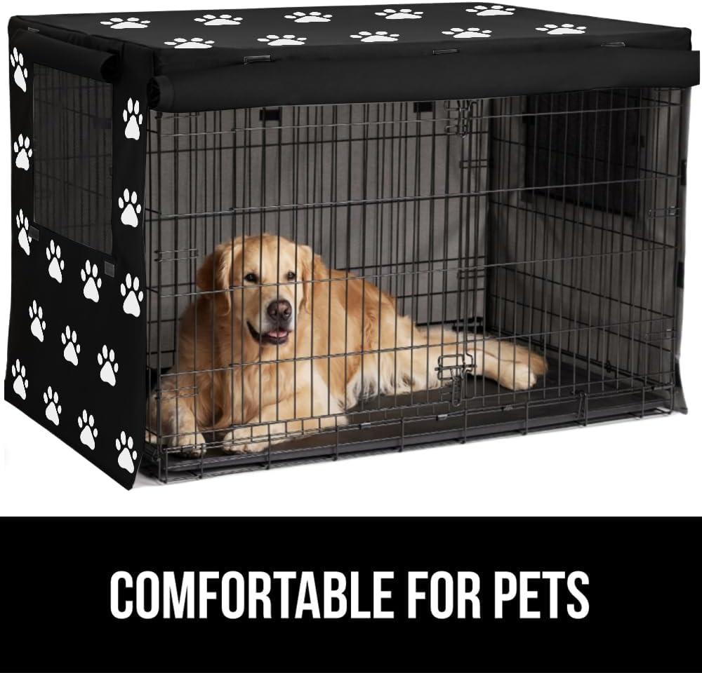 imageGORILLA GRIP Dog Crate Covers Compatible with Amazon Basics Dog Crates All Sides Open Privacy Cover Fits 36 Wire Kennel Breathable Mesh Windows Light Reducing Puppy Training Cage Topper BlackBlack Paw