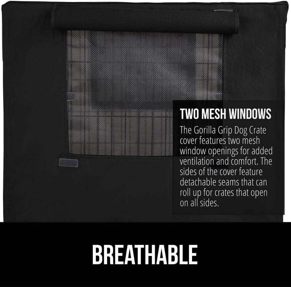 imageGORILLA GRIP Dog Crate Covers Compatible with Amazon Basics Dog Crates All Sides Open Privacy Cover Fits 36 Wire Kennel Breathable Mesh Windows Light Reducing Puppy Training Cage Topper BlackBlack