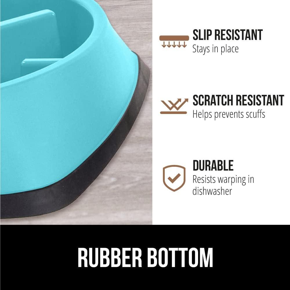 imageGORILLA GRIP Patented BPA Free Slow Feeder Dog Bowls Interactive Puzzle Toy for Dogs and Cats Food Training Enrichment Keeps Pets Busy and Prevents Puppy Overeating All Breeds 2 Cup GrayTurquoise