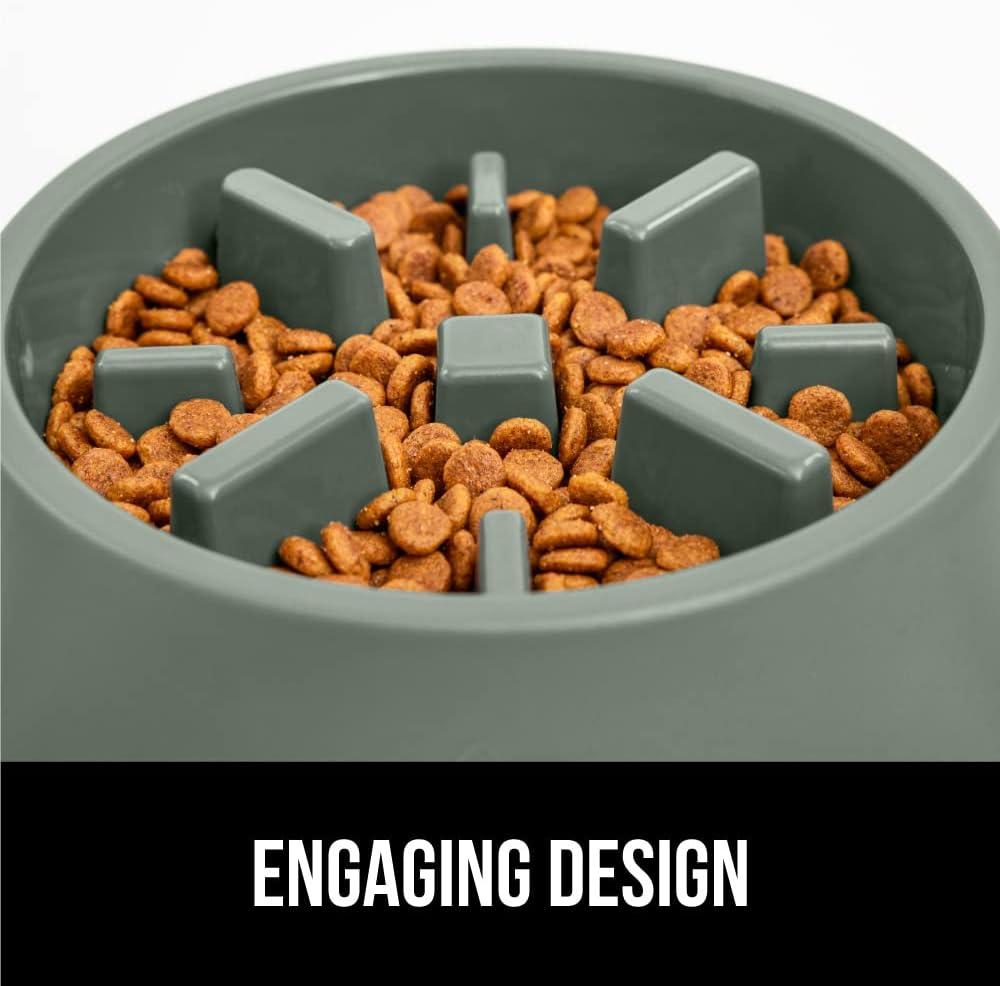 imageGORILLA GRIP Patented BPA Free Slow Feeder Dog Bowls Interactive Puzzle Toy for Dogs and Cats Food Training Enrichment Keeps Pets Busy and Prevents Puppy Overeating All Breeds 2 Cup GraySage