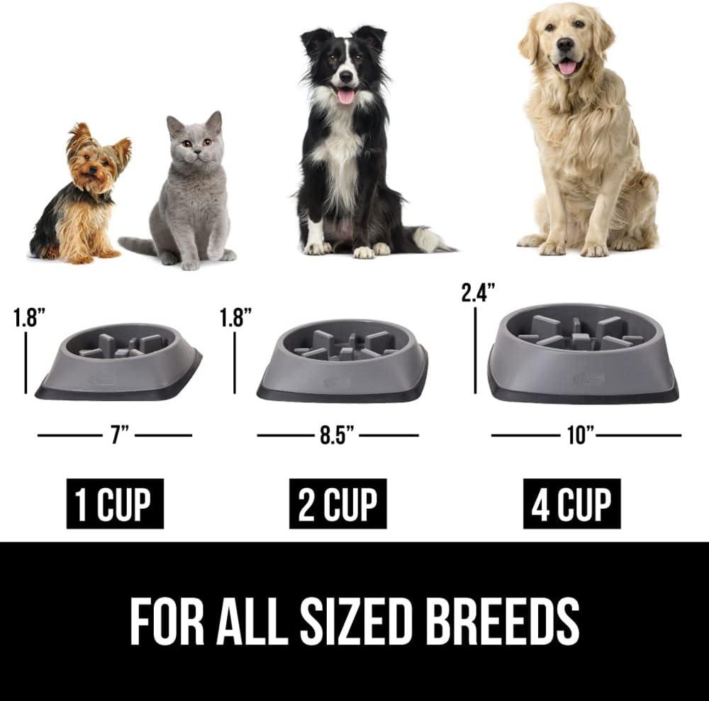 imageGORILLA GRIP Patented BPA Free Slow Feeder Dog Bowls Interactive Puzzle Toy for Dogs and Cats Food Training Enrichment Keeps Pets Busy and Prevents Puppy Overeating All Breeds 2 Cup GrayGray
