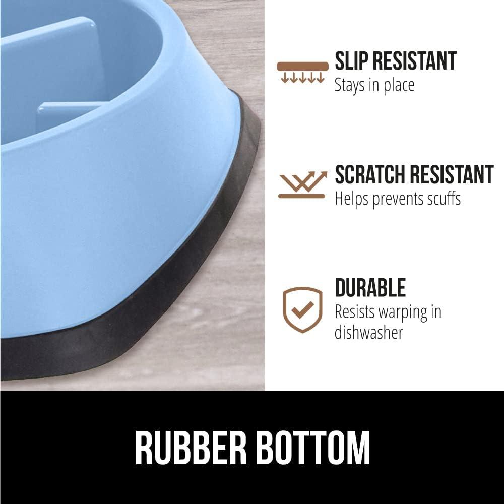 imageGORILLA GRIP Patented BPA Free Slow Feeder Dog Bowls Interactive Puzzle Toy for Dogs and Cats Food Training Enrichment Keeps Pets Busy and Prevents Puppy Overeating All Breeds 2 Cup GrayLight Blue