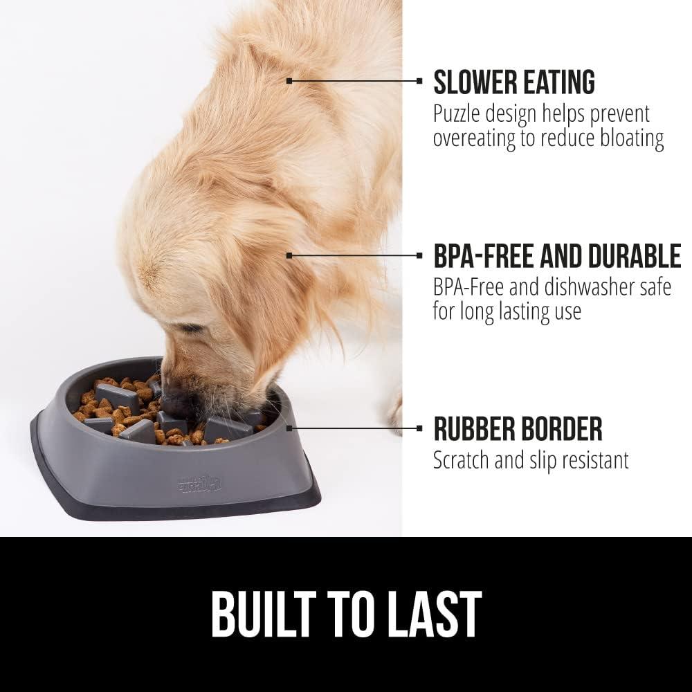 imageGORILLA GRIP Patented BPA Free Slow Feeder Dog Bowls Interactive Puzzle Toy for Dogs and Cats Food Training Enrichment Keeps Pets Busy and Prevents Puppy Overeating All Breeds 2 Cup GrayGray