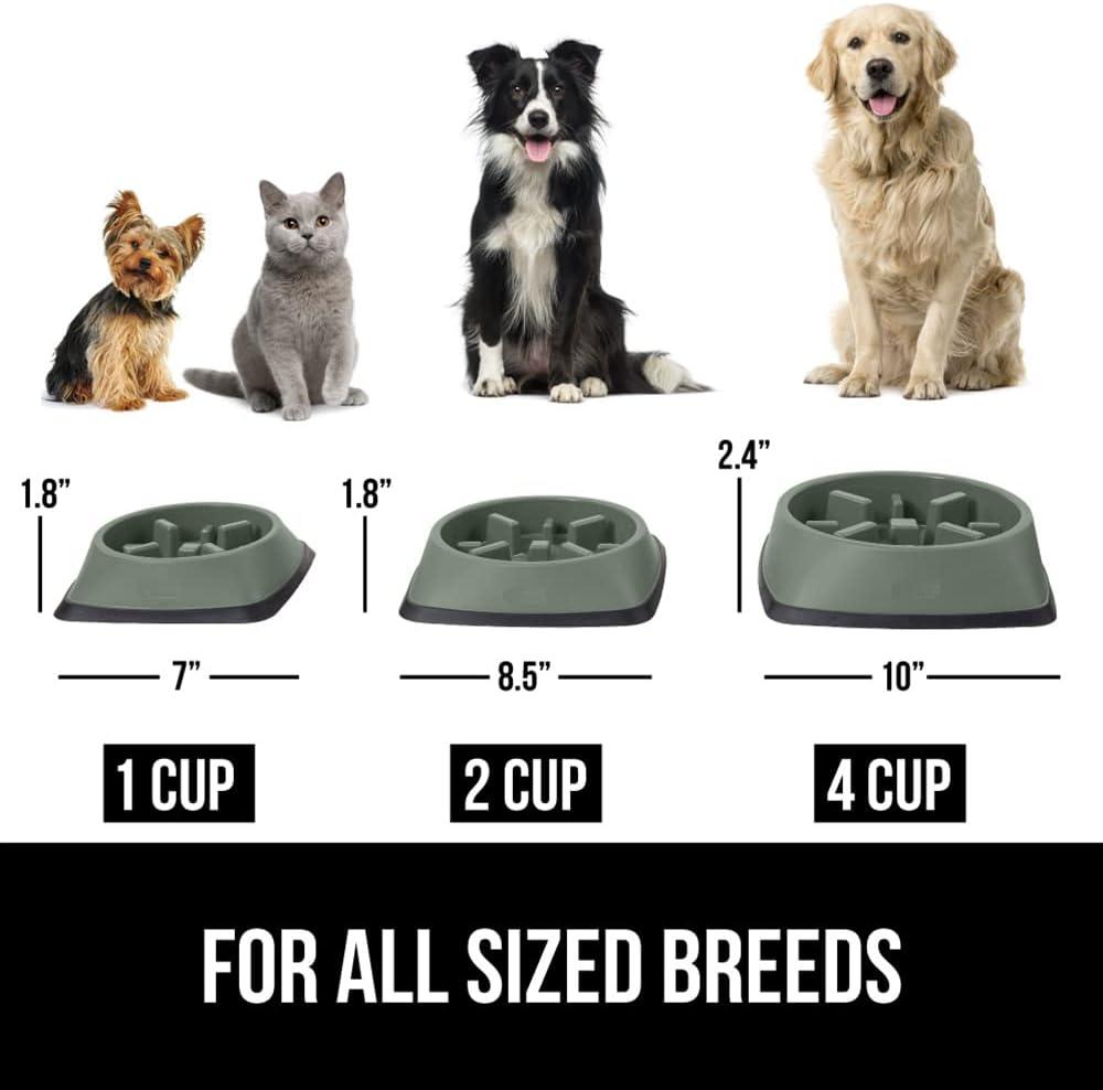 imageGORILLA GRIP Patented BPA Free Slow Feeder Dog Bowls Interactive Puzzle Toy for Dogs and Cats Food Training Enrichment Keeps Pets Busy and Prevents Puppy Overeating All Breeds 2 Cup GraySage