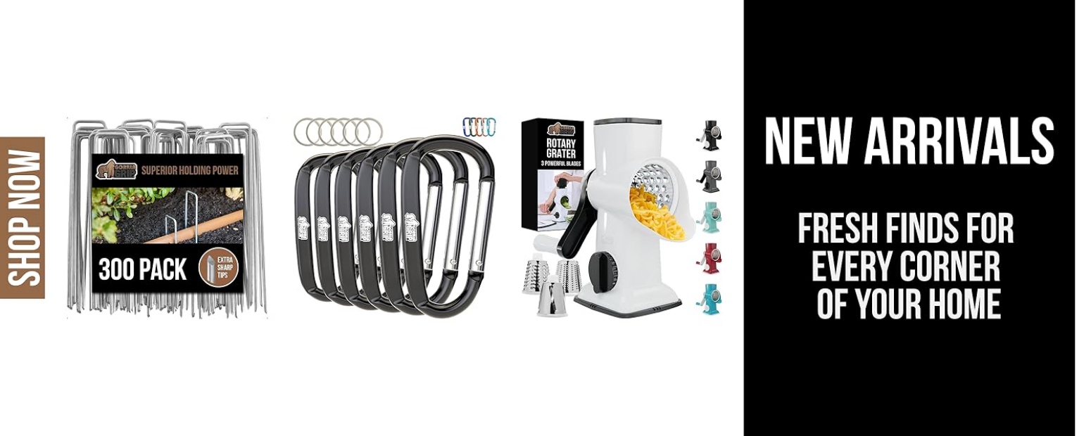 GORILLA GRIP patented bathtub and shower mats, machine washable bathtub base mats with suction cups and drain holes to keep the bathtub clean, BPA-free; double-sided kitchen cutting board set, an essential three-piece set for the kitchen and bathroom.